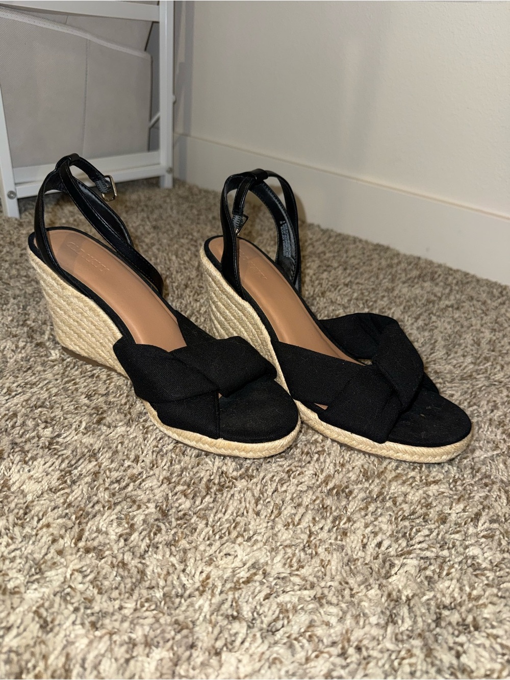 Old Navy Black Espadrille Knot Wedge Sandals